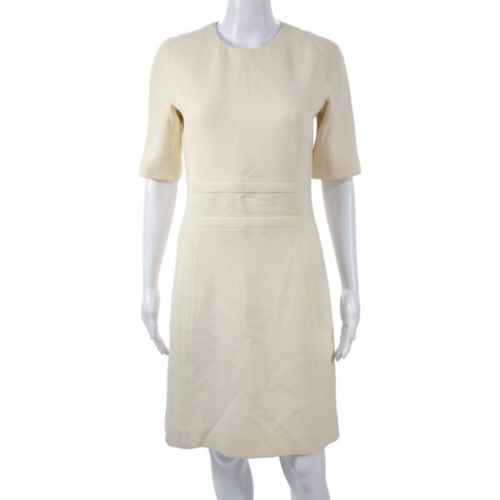 Michael Kors Womens Sheath Dress Ivory Virgin Wool Zip Short Sleeve Size 4